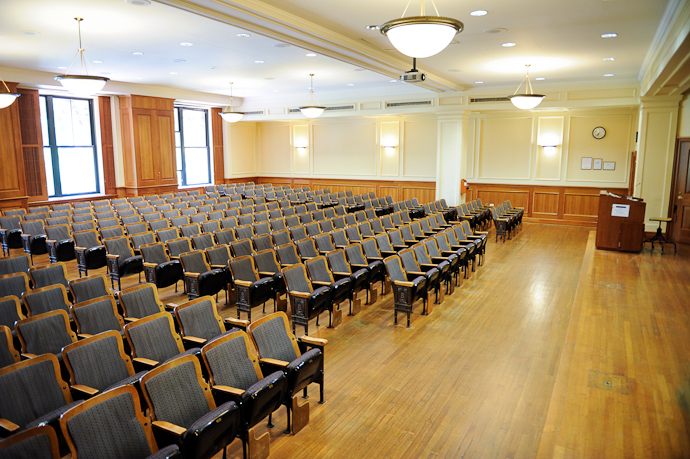 Empty Barnard lecture hall