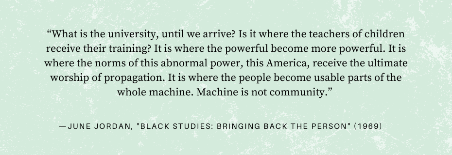 "Machine is not community" June Jordan