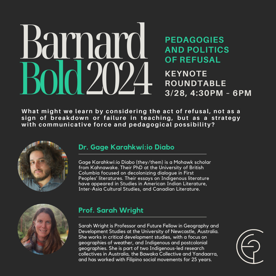 Barnard Bold 2024 keynote speaker headshots and description