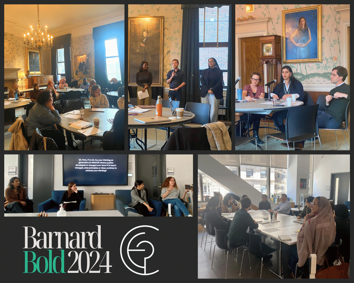 A collage of photographs from the 2024 Barnard Bold Conference.
